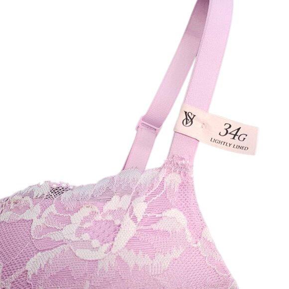 Victorias Secret Lightly Lined Demi Lace Bra, Underwire, Purple, Large Cup, 34G - Picture 2 of 5